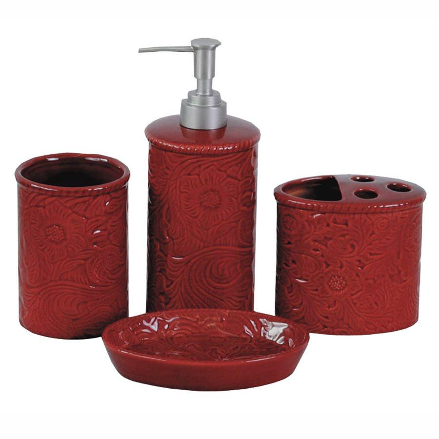 Red ceramic bath set - Your Western Decor