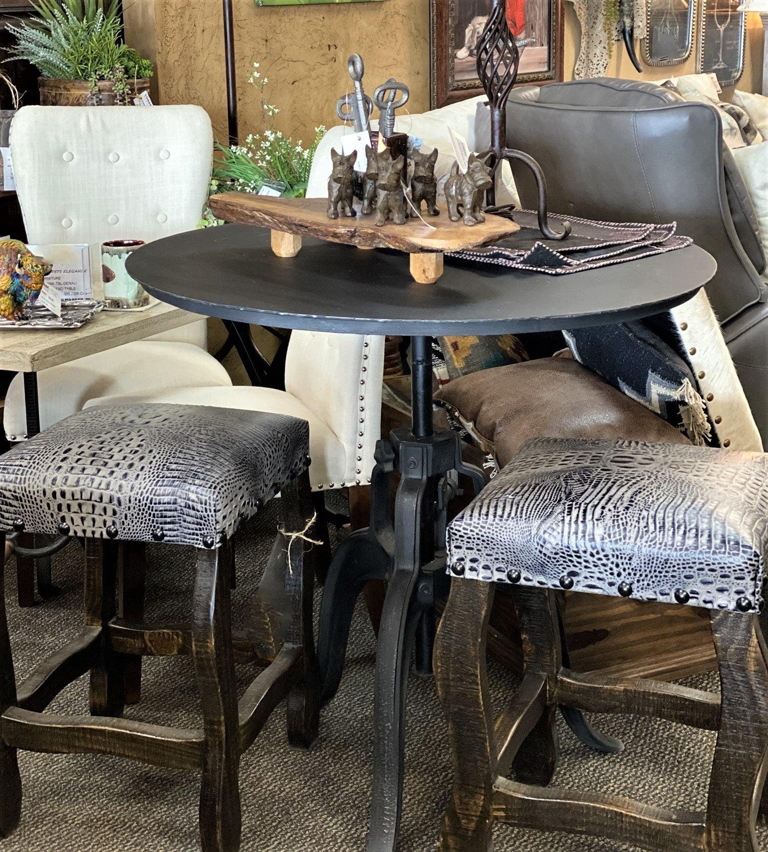 American made Western Style Embossed Leather Stools - Your Western Decor