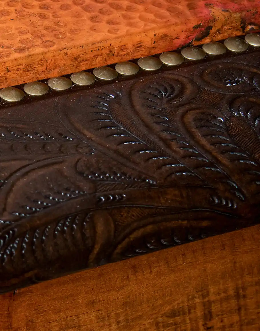 Embossed detail on console table top - Your Western Decor