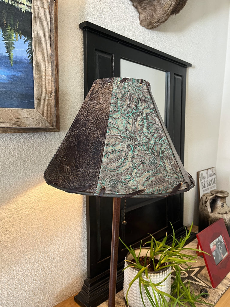 Embossed leather western lamp shade - Your Western Decor