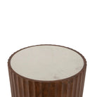 Marble top on round wood side table - Your Western Decor