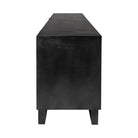 End view of iron and wood sideboard