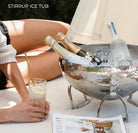 Pewter and Stainless Steel English Stirrups Ice Tub - Your Western Decor