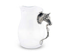 Horse Head Pitcher - Glass & Pewter - Horse head with Bridle & rope handle - Your Western decor