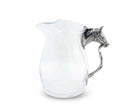 Horse Head Pitcher - Glass & Pewter - Horse head with Bridle & rope handle - Your Western decor