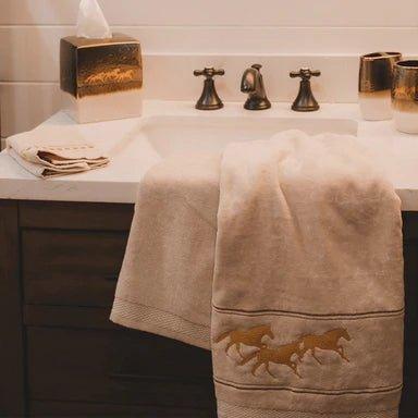 Equestrian run golden horses bath towel - Your Western Decor