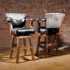 Espresso leather and brindle cowhide bar stools - Your Western Decor