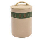 rustic stoneware lodge kitchen canister with pine tree woodland design
