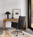 Executive Black Leather Desk Chair with swivel and castors - Your Western Decor