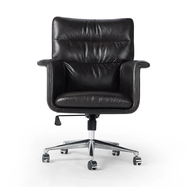 Executive Black Leather Desk Chair with swivel and castors - Your Western Decor