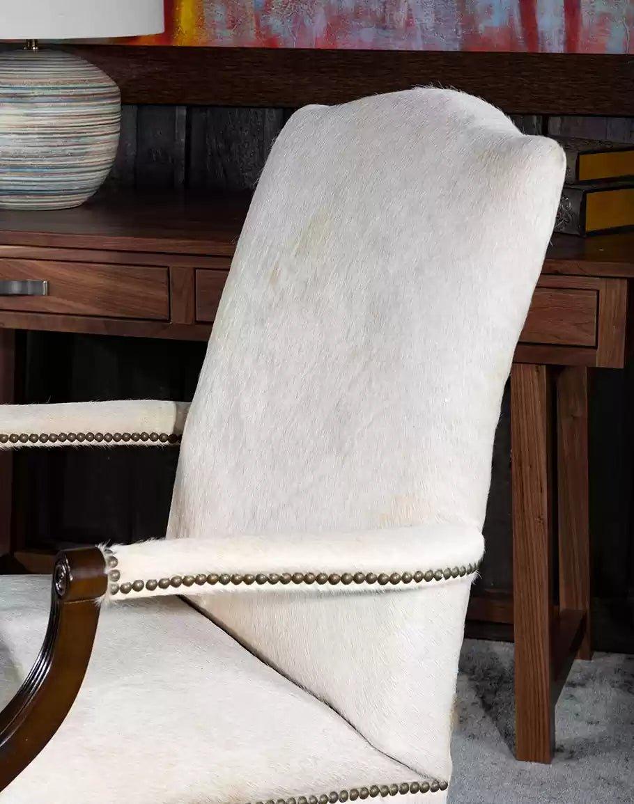 American Made Executive Ivory Cowhide Office Chair - Your Western Decor