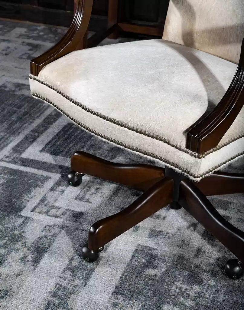 American Made Executive Ivory Cowhide Office Chair - Your Western Decor
