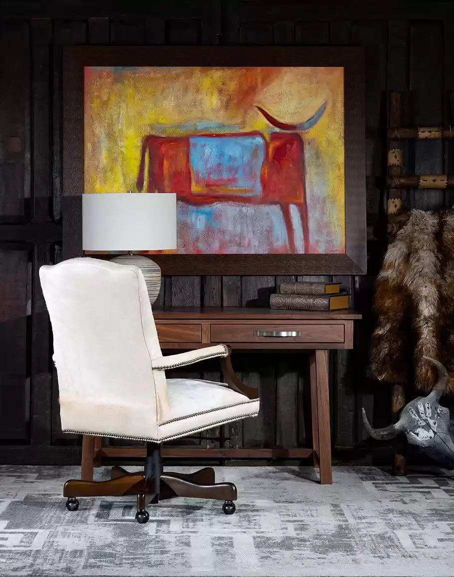 American Made Executive Ivory Cowhide Office Chair - Your Western Decor