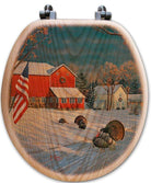 Turkeys & Farmhouse Oak Round Toilet Seat - Your Western Decor