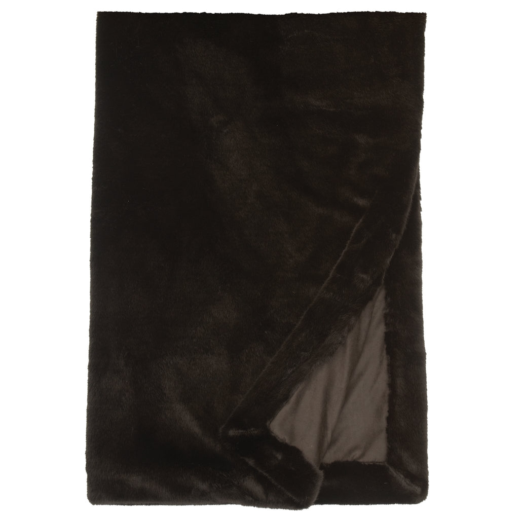 Faux Sable Black Fur Throw Blanket made in the USA - Your Western Decor