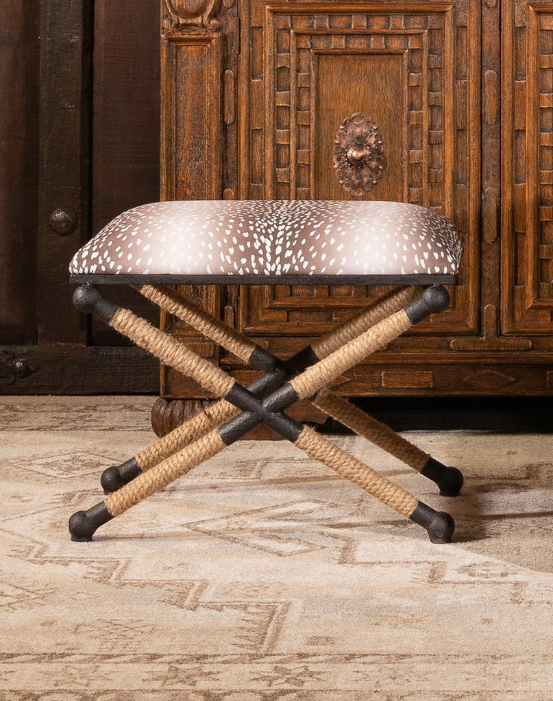 Fawn print iron bench footstool - Your Western Decor