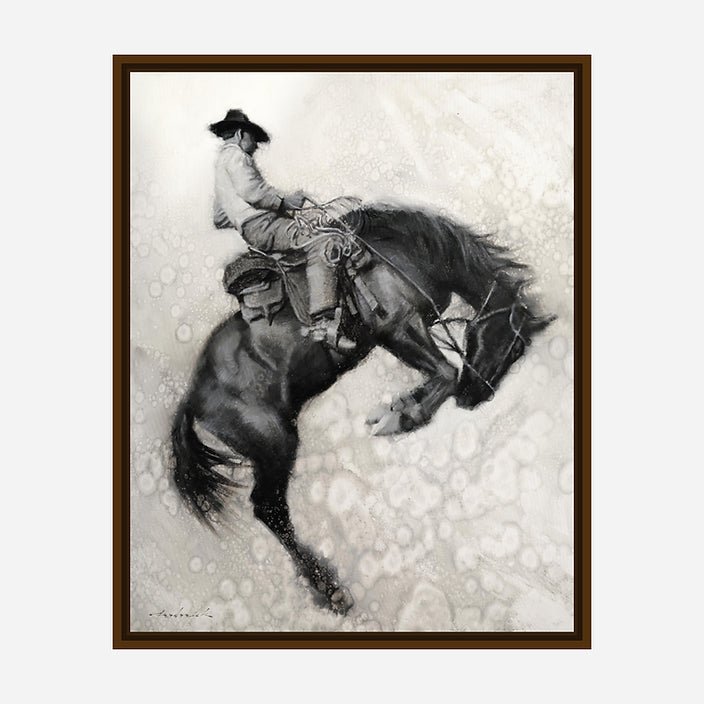 Float - Bucking Horse Brown Framed Canvas Art