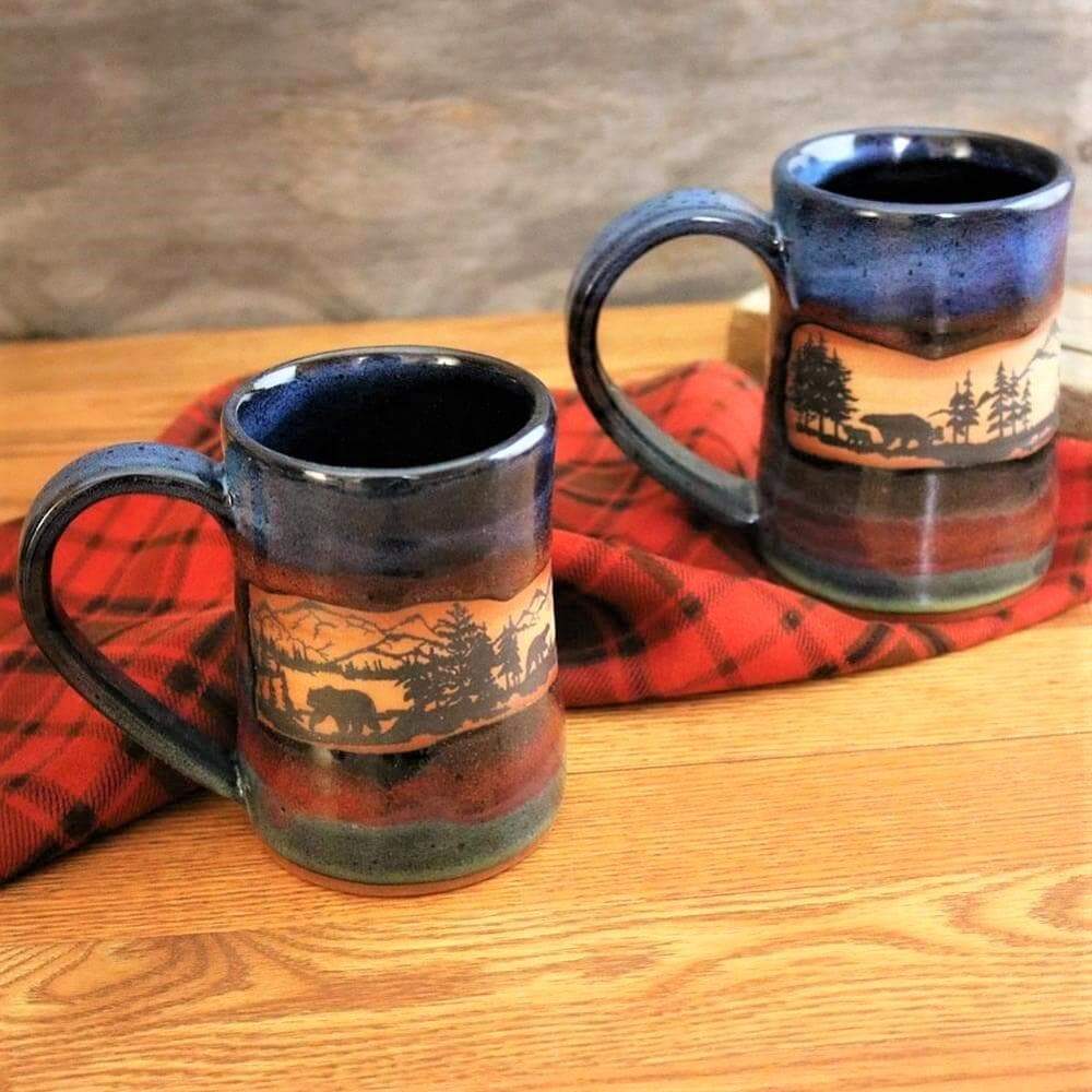Handmade in the USA pottery drink tankards - Your Western Decor