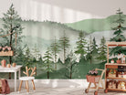 Woodland Forest Mural Wallpaper with trees and mountains, made in the USA - Your Western Decor