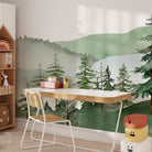 Woodland Forest Mural Wallpaper with trees and mountains, made in the USA - Your Western Decor