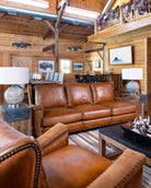 Forth Worth leather sofa and matching accent chair - Your Western Decor