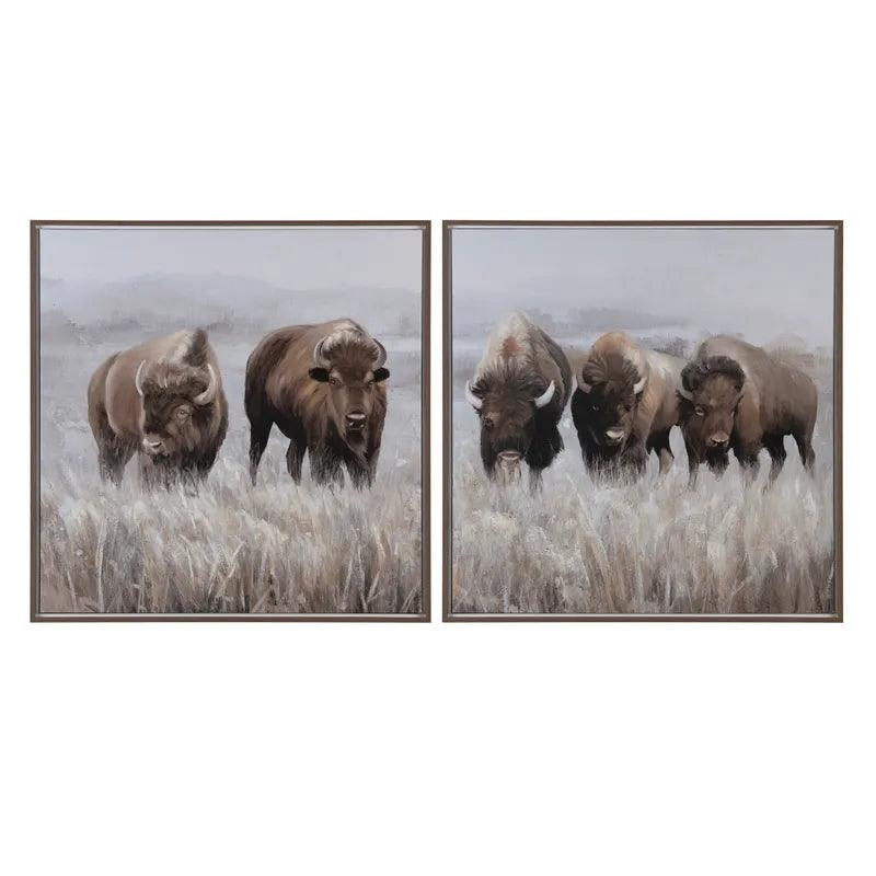 Framed Canvas 2-pc Bison Art - Your Western Decor