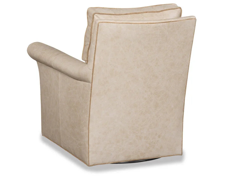 Ivory leather swivel chair back - Your Western Decor
