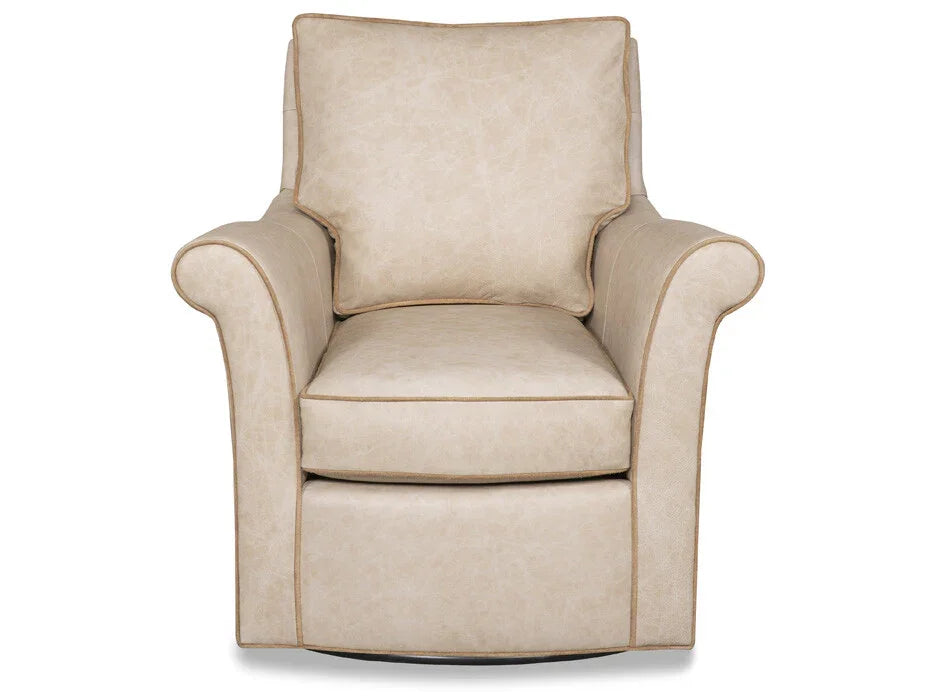 Ivory leather swivel chair front - Your Western Decor