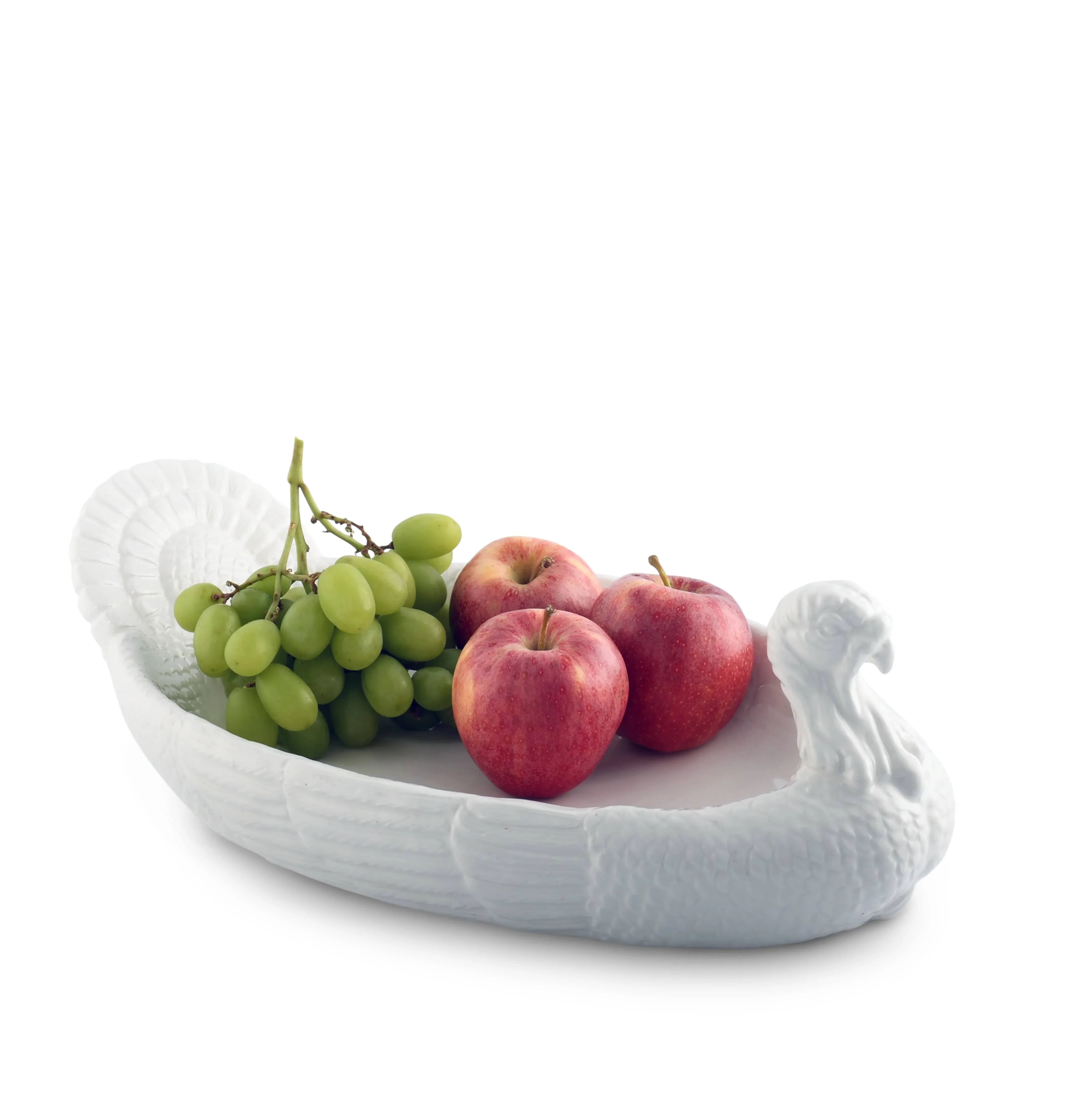 Turkey sculpted stoneware tray in white - Your Western Decor