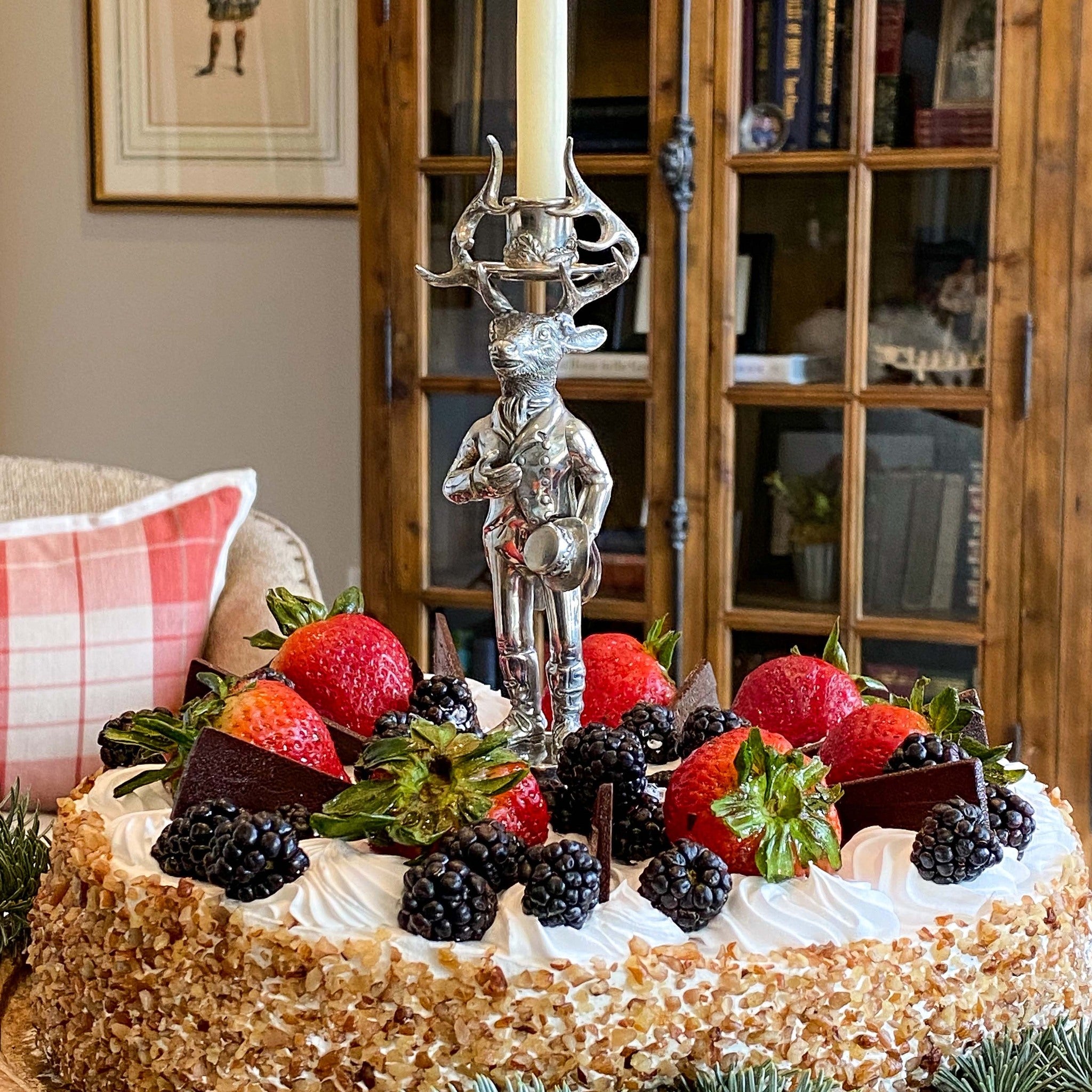 Luxury pewter gentleman elk candlestick holder - Your Western Decor