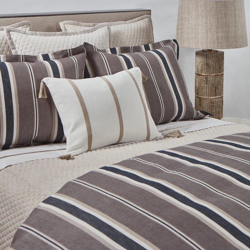 Gentlemens' Stripe Duvet Set in greys, charcoal and white stripes - Your Western Decor