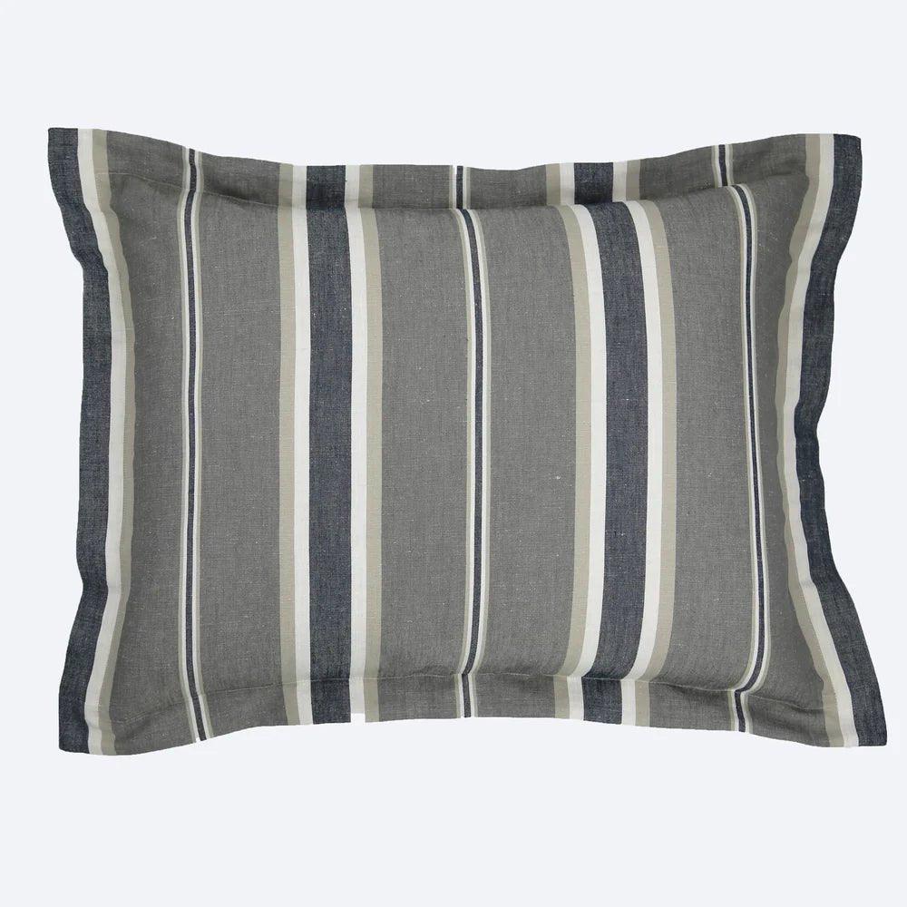 Gentlemens' Stripe Pillow Sham in greys, charcoal and white stripes - Your Western Decor