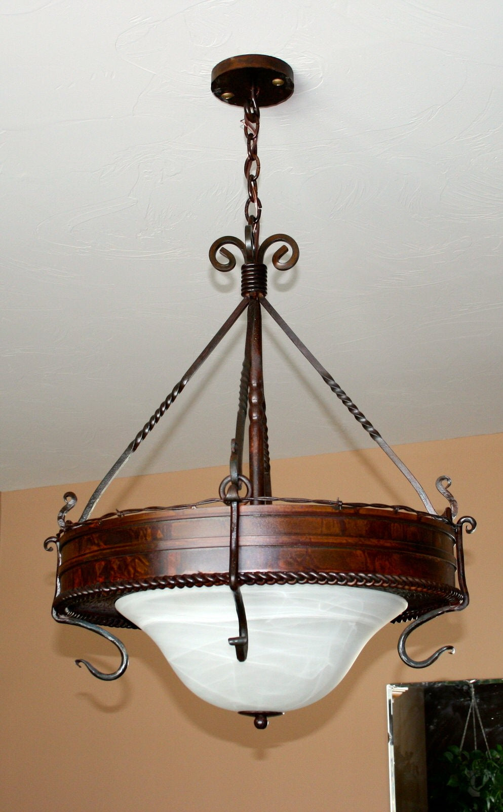 Georgina forged iron and alabaster handmade chandelier - Your Western Decor