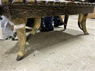 Steer horn leg and cowhide, hand chiseled coffee table custom made for Gina 