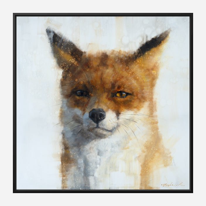 Glint Fox Black Framed Canvas Art by David Frederick Riley from Your Western Decor