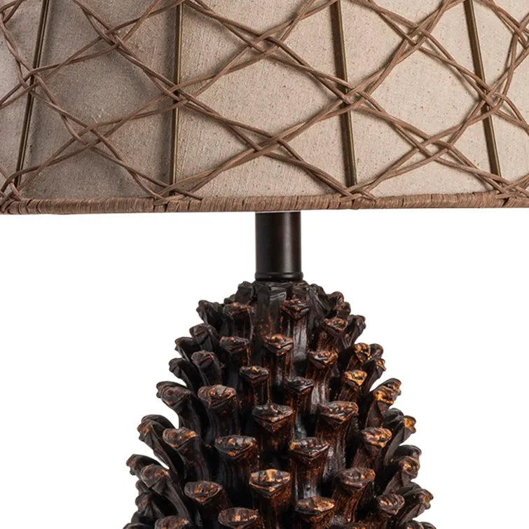 lodge table lamp set bronze mesh shade nature inspired decor