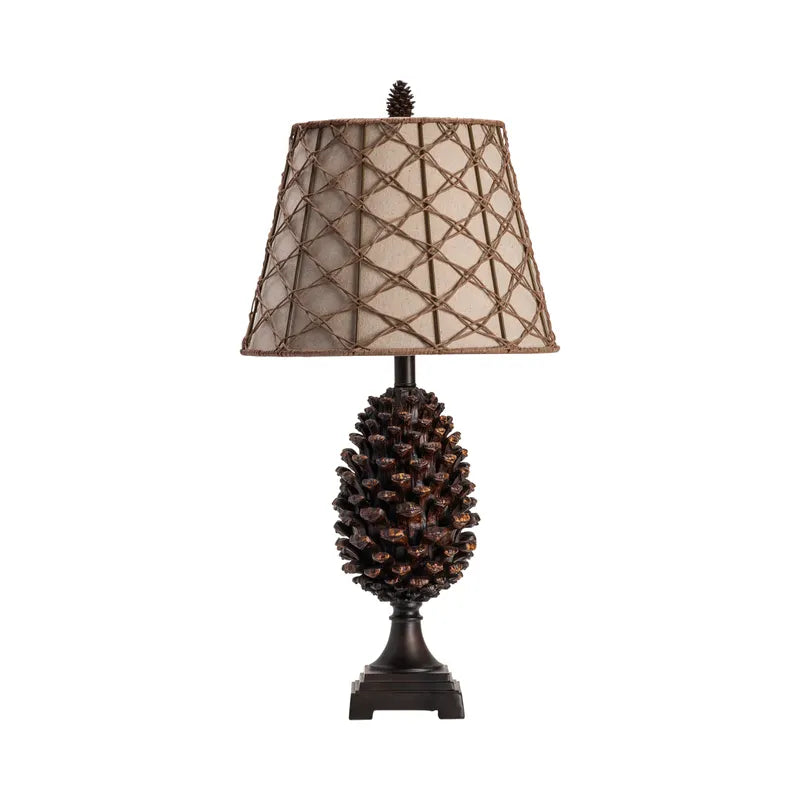 pinecone base table lamp cream shade woodland style lighting