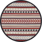 American made Grand Lodge Progression 8' Round Area Rug in Red, black, grey, beige, and off-white - Your Western Decor