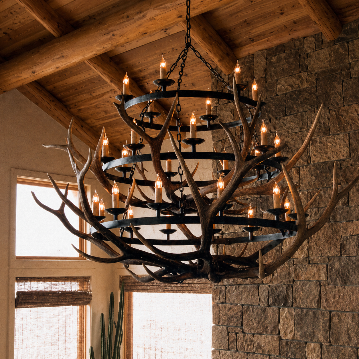 Grand Summit elk antler chandelier handcrafted in Wyoming