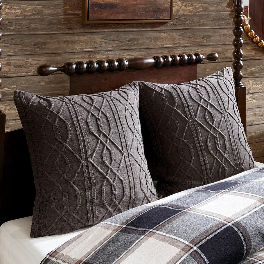 2 dark gray cable euro shams - Your Western Decor