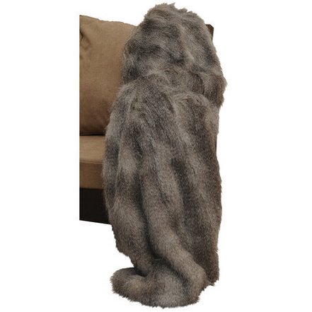 Grey Fox Faux Fur Throw Blanket crafted in the USA - Your Western Decor
