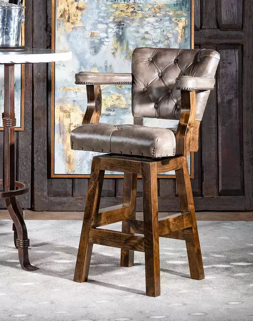American made Greystone Tufted Leather Bar Stool - Your Western Decor