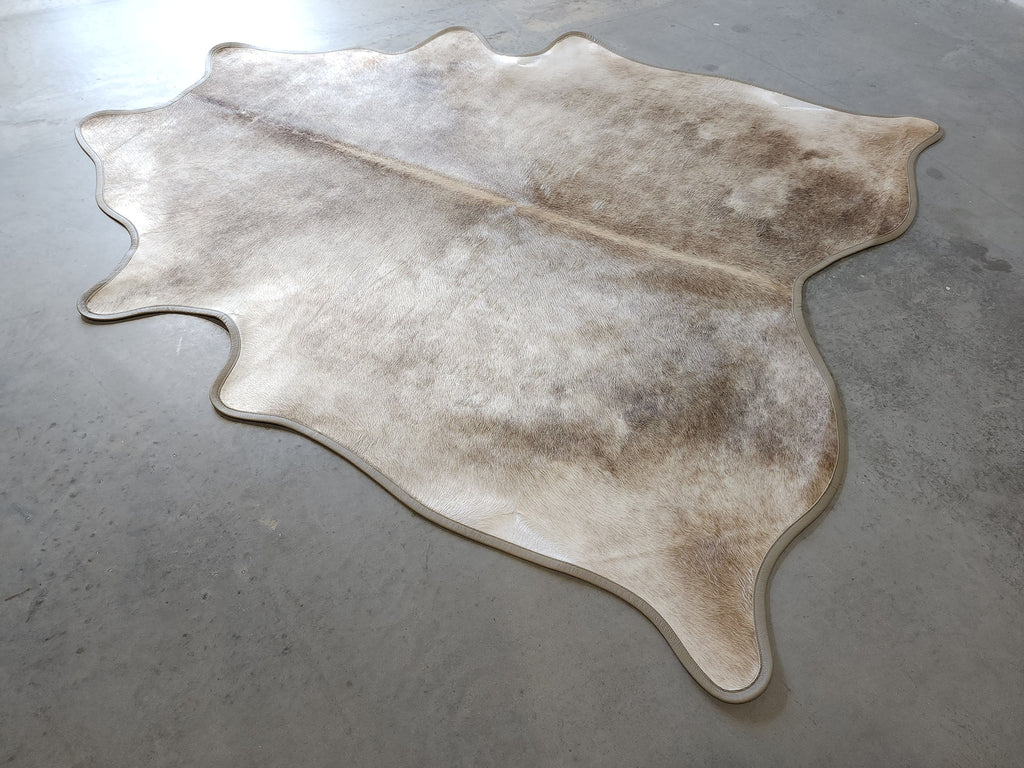 Gris Tan & Grey Cowhide with Leather Trim - Your Western Decor