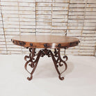 Round Copper Dining Table with Iron Base natural - Your Western Decor