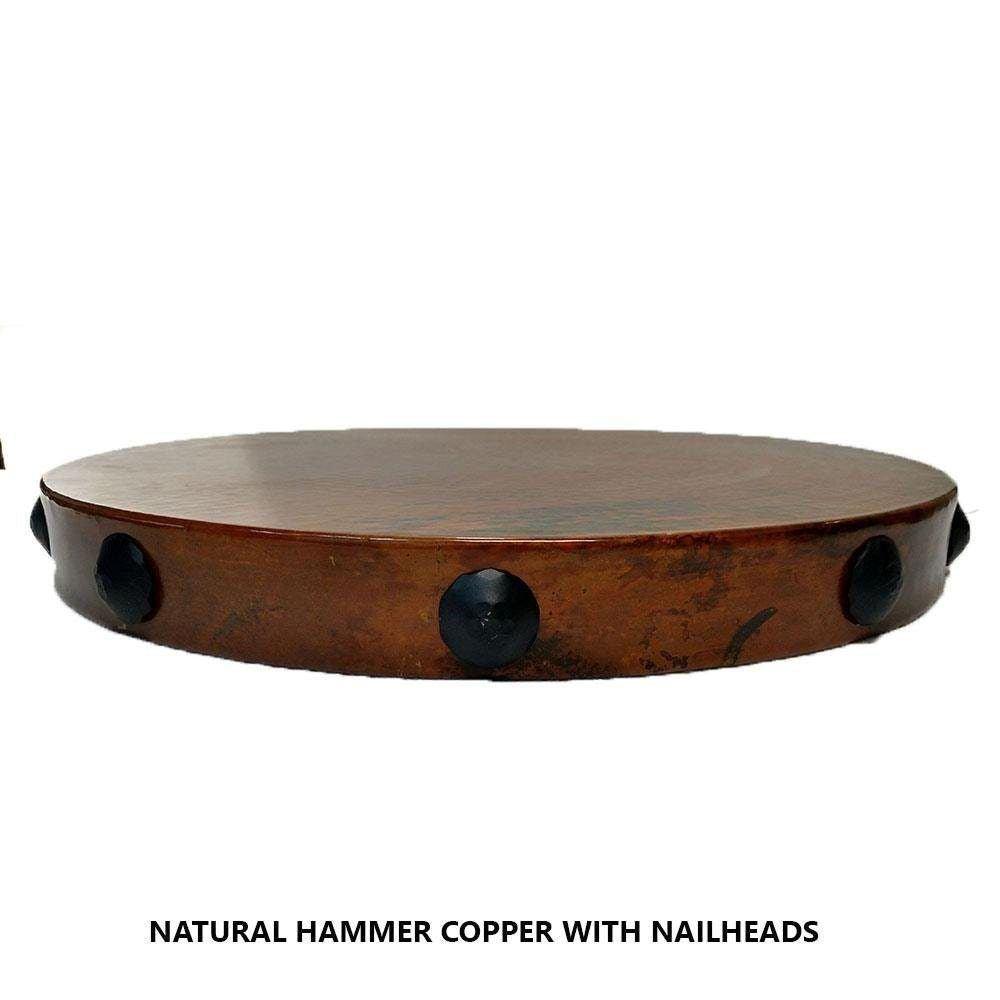 Hammered copper natural table top with nail heads - Your Western Decor