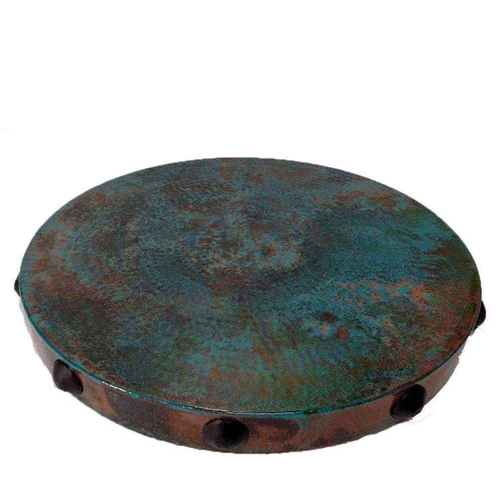 Hammered copper oxidized table top with nail heads - Your Western Decor