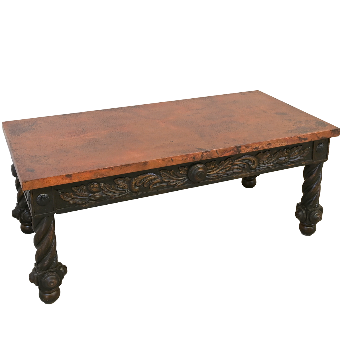 Copper Top Hand Carved Table Table handmade in Mexico - Your Western Decor