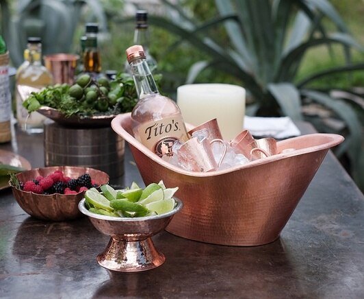 Hammered copper oval drink chiller - Your Western Decor