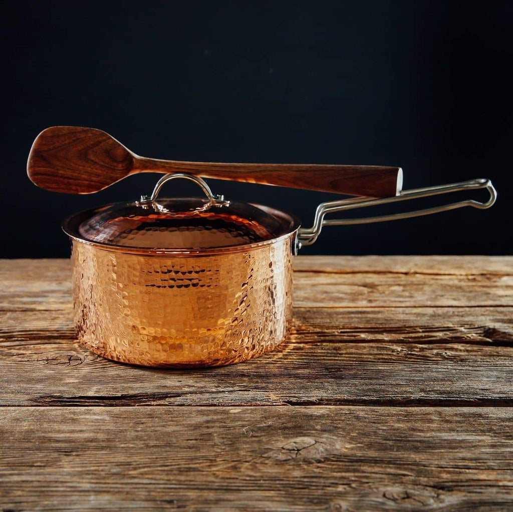hammered copper saucepan and lid polish finish - Your Western Decor