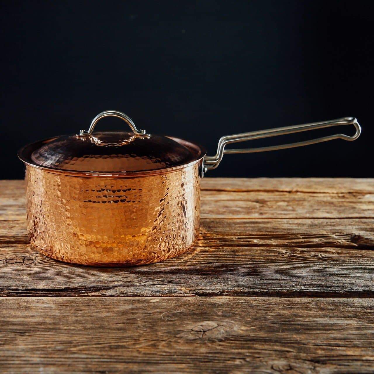 hammered copper sauce pan and lid polish finish - Your Western Decor